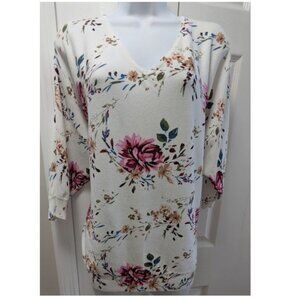 PREMISE Floral V-Neck Top/Pullover Size L